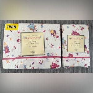 Laura Ashley, Fun Fairies, twin flat sheet and two standard pillowcases